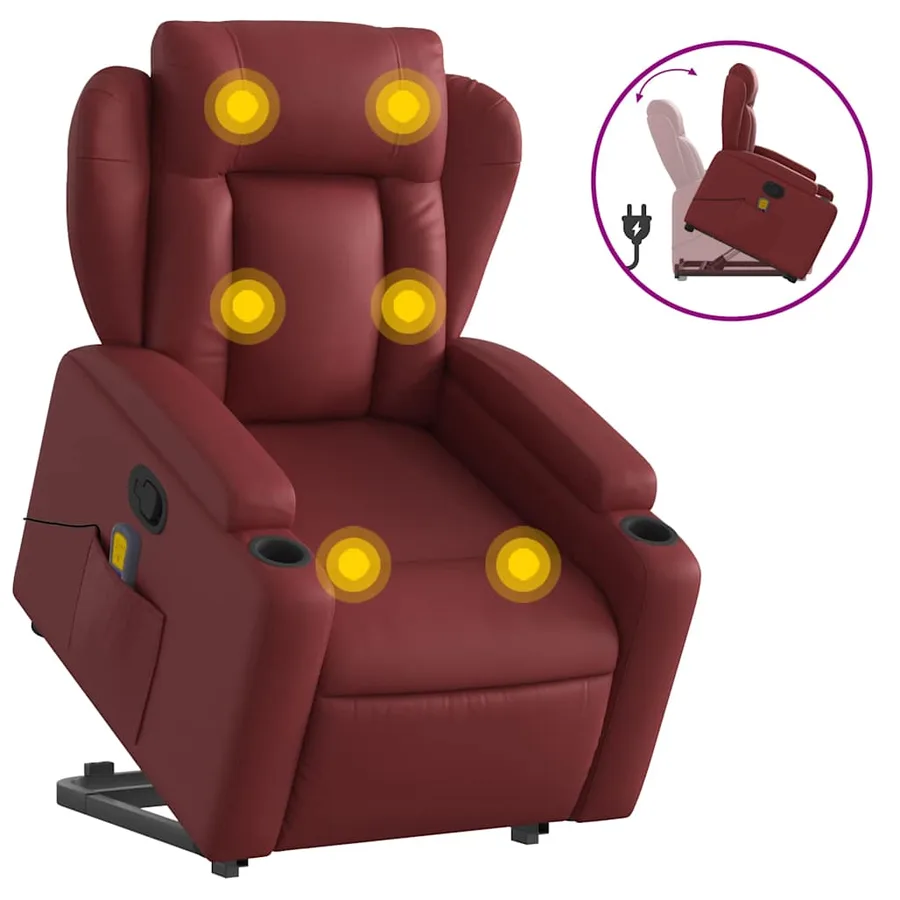 Fauteuil inclinable de massage Rouge bordeaux Similicuir - 2