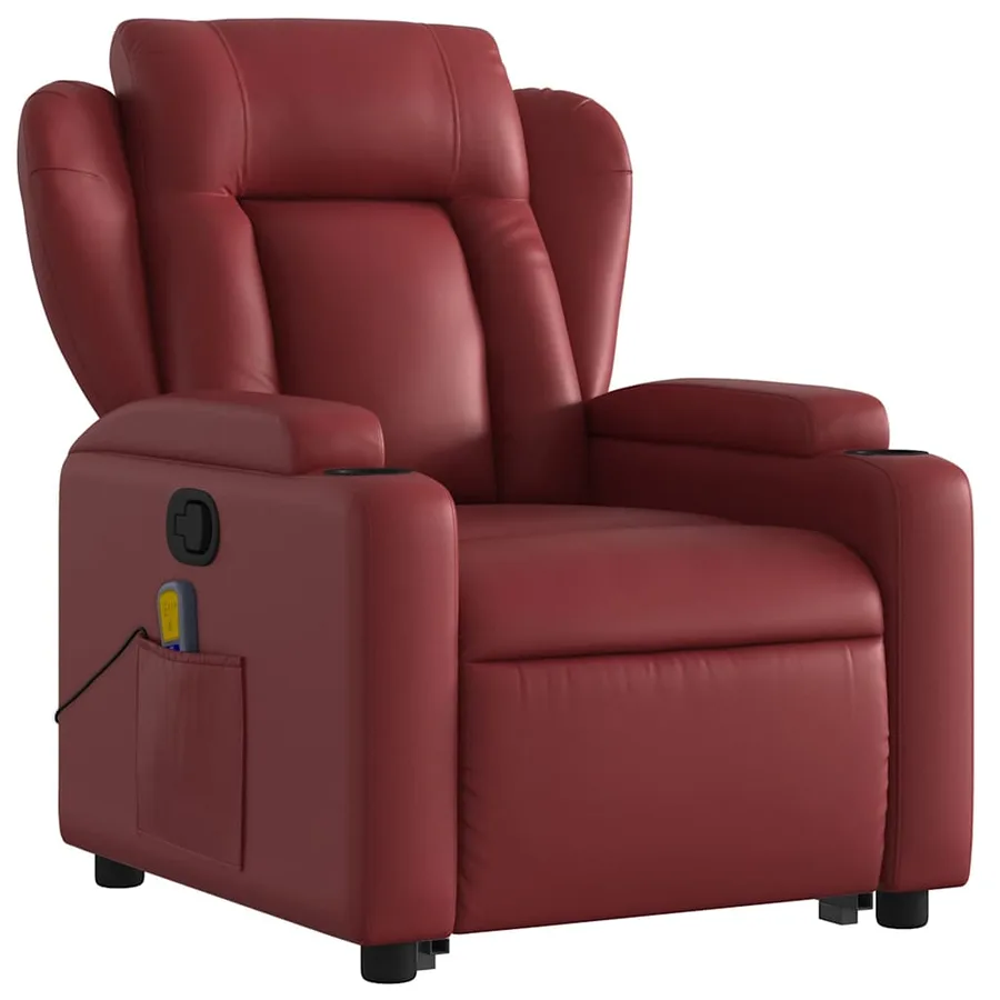 Fauteuil inclinable de massage Rouge bordeaux Similicuir - 4