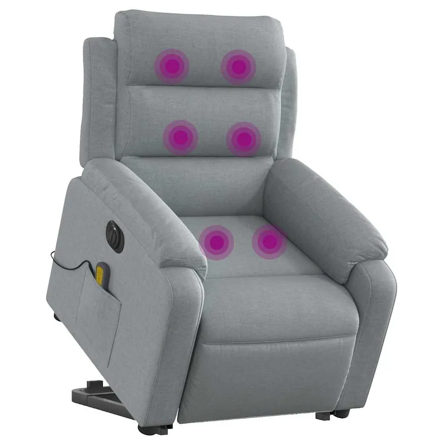Fauteuil inclinable de massage électrique Gris clair Tissu - 3