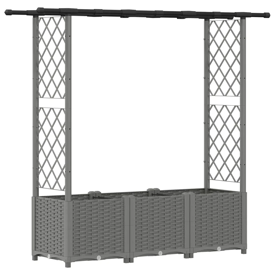 Lit Élevé avec Treillis et Toit Gris clair 162,5 x 40 x 136 cm - 2