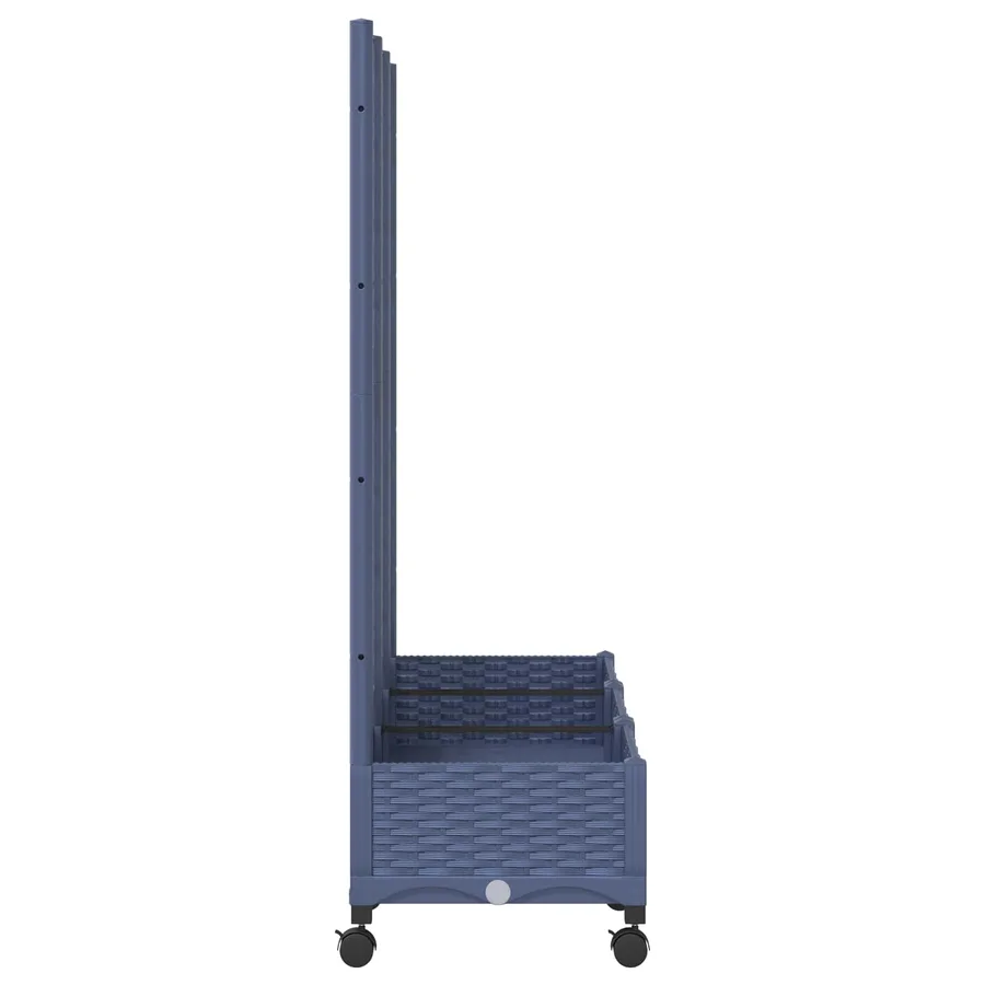 Bac de jardin avec treillis et roues Gris Bleu PP - 4