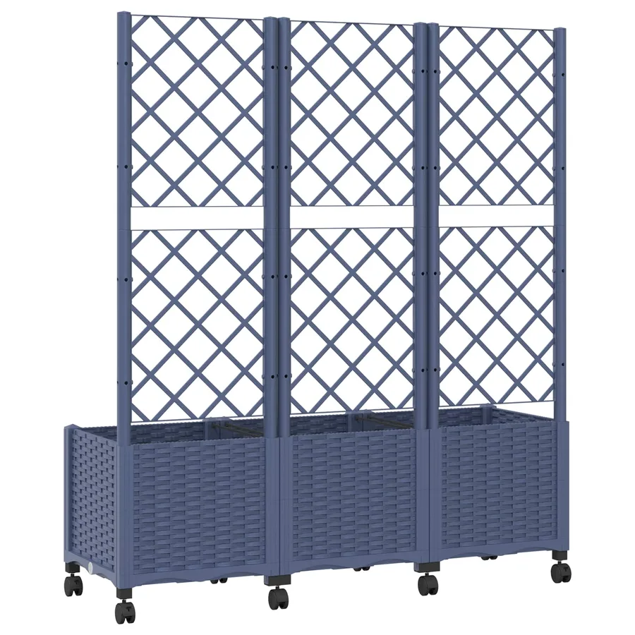 Bac de jardin avec treillis et roues Gris Bleu PP - 5