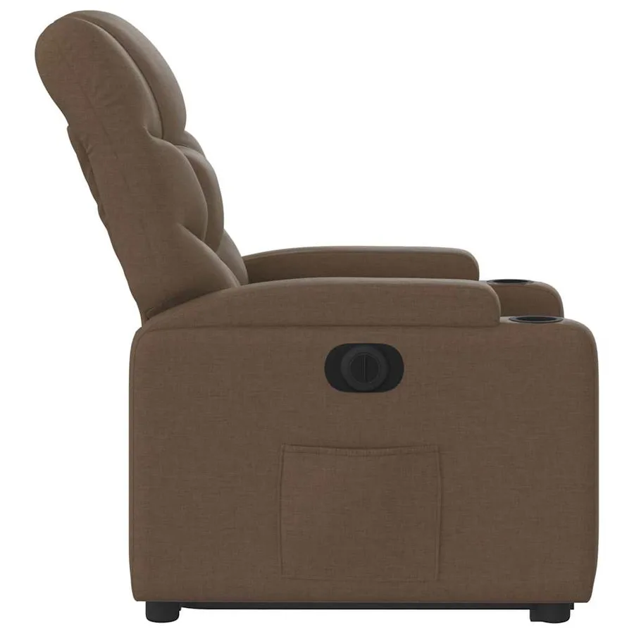 Fauteuil inclinable électrique marron tissu - 10