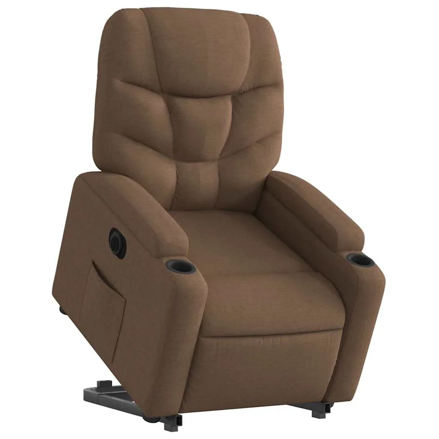 Fauteuil inclinable électrique marron tissu - 3
