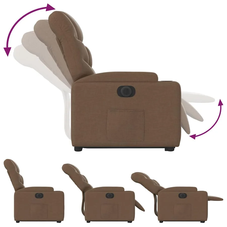 Fauteuil inclinable électrique marron tissu - 7