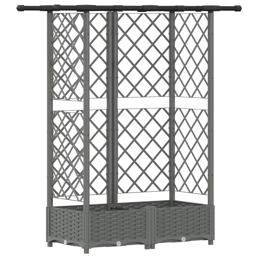 Lit Élevé avec Treillis et Toit Gris clair 124 x 40 x 121 cm PP - 2