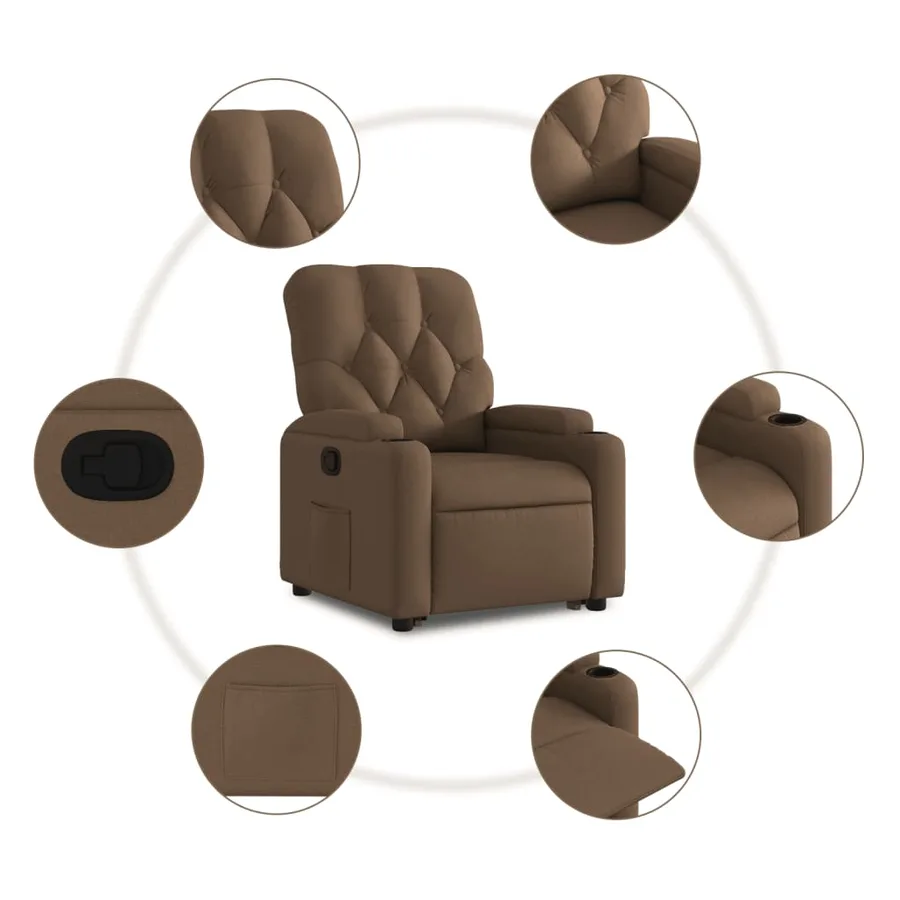 Fauteuil inclinable Marron Tissu - 8