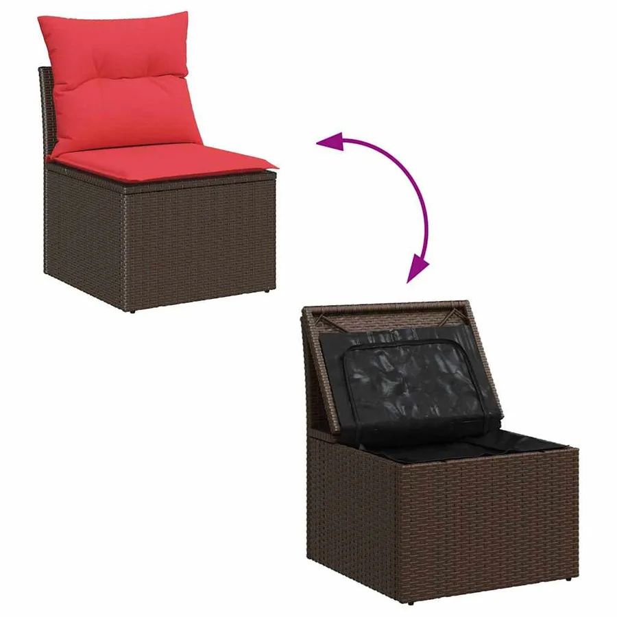 Ensemble de canapé de jardin 6 pcs Marron Poly rotin - 13