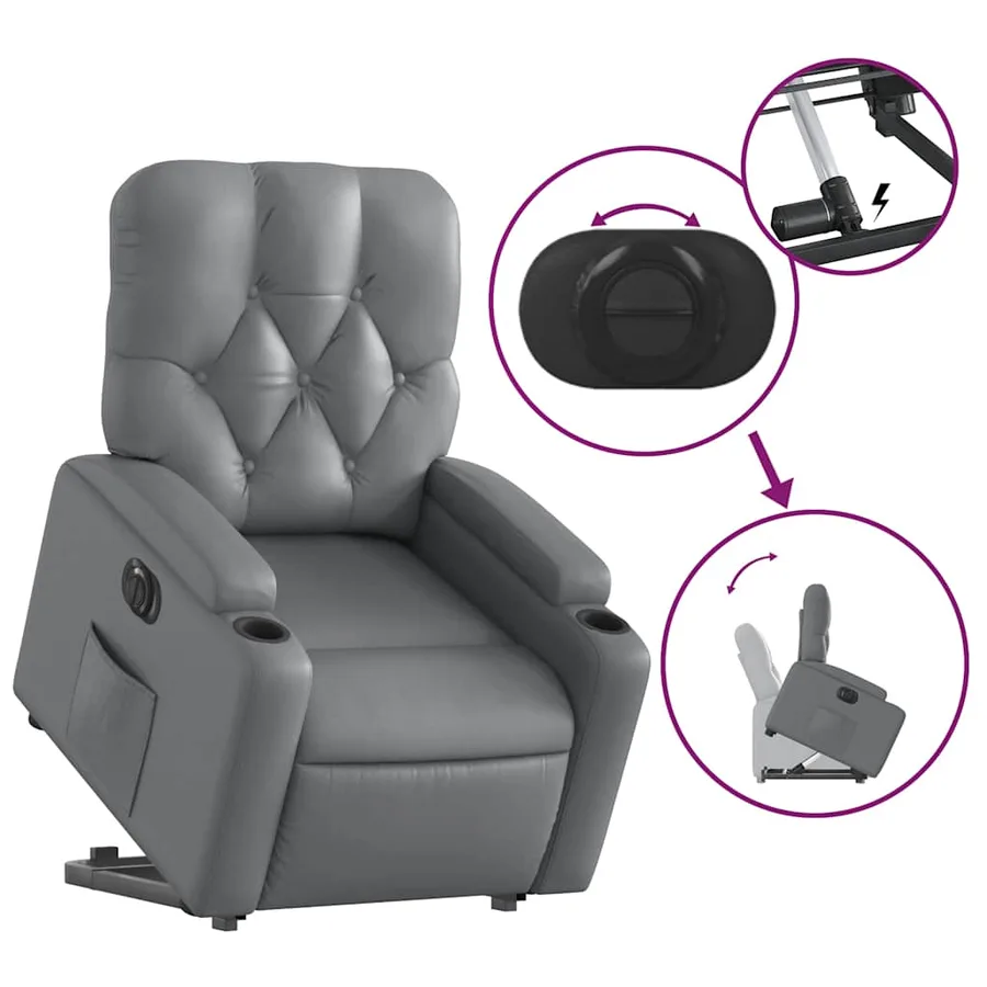 Fauteuil inclinable électrique gris similicuir - 11