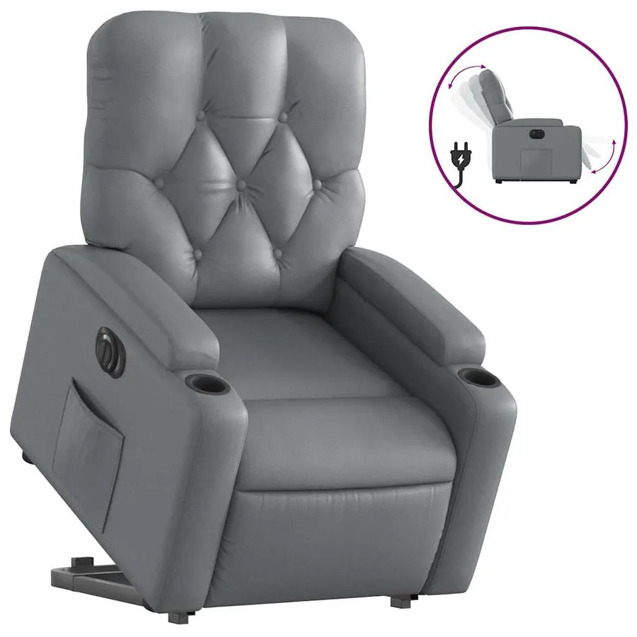 Fauteuil inclinable électrique gris similicuir - 2