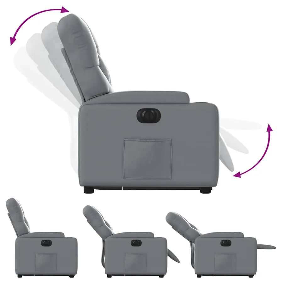 Fauteuil inclinable électrique gris similicuir - 7
