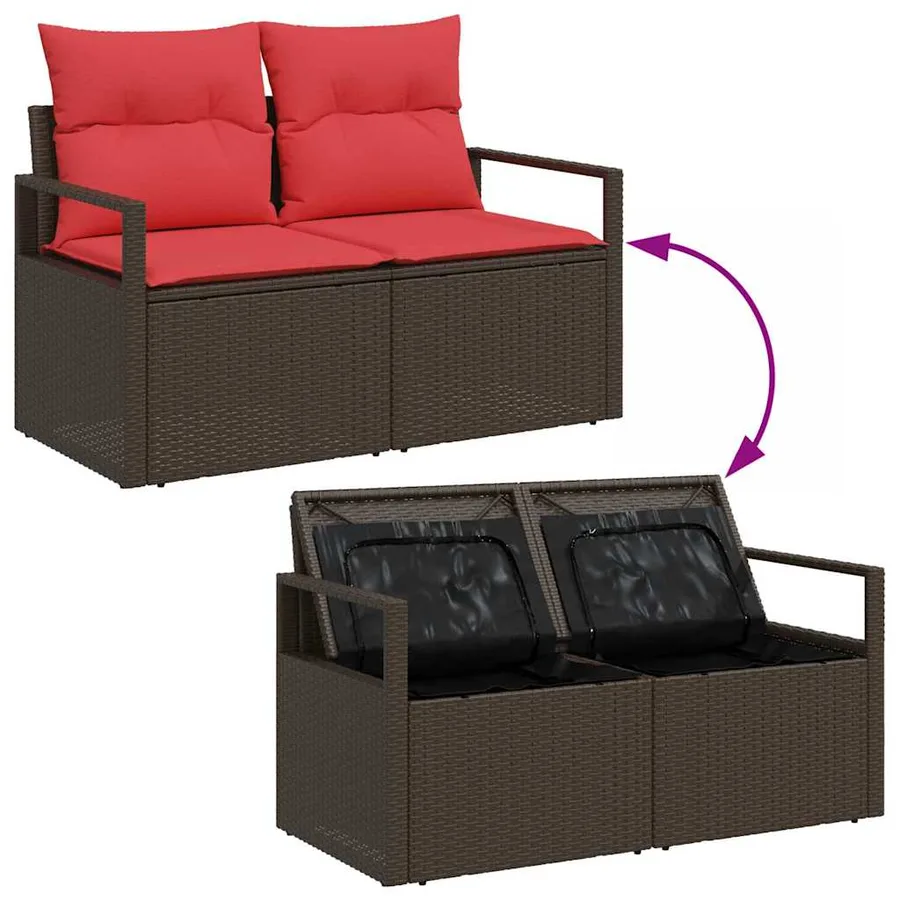 Ensemble de canapé de jardin 9 pcs Marron Poly rotin - 12