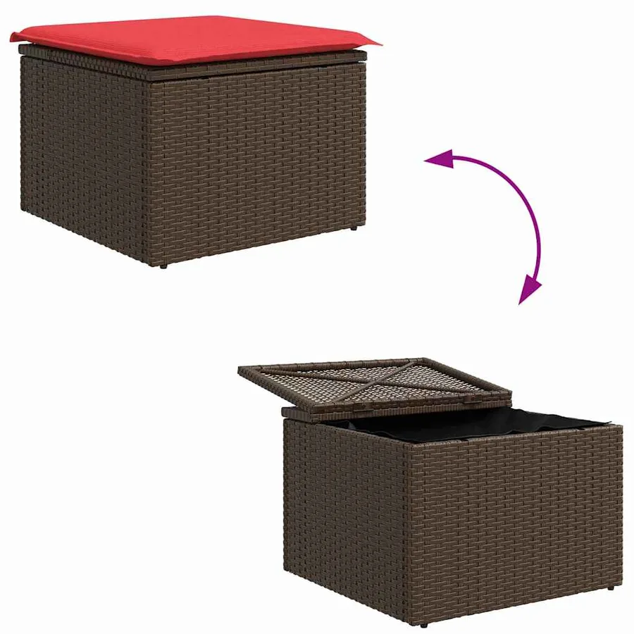Ensemble de canapé de jardin 9 pcs Marron Poly rotin - 16
