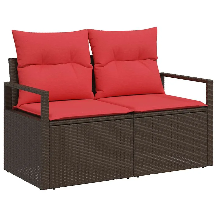 Ensemble de canapé de jardin 9 pcs Marron Poly rotin - 4