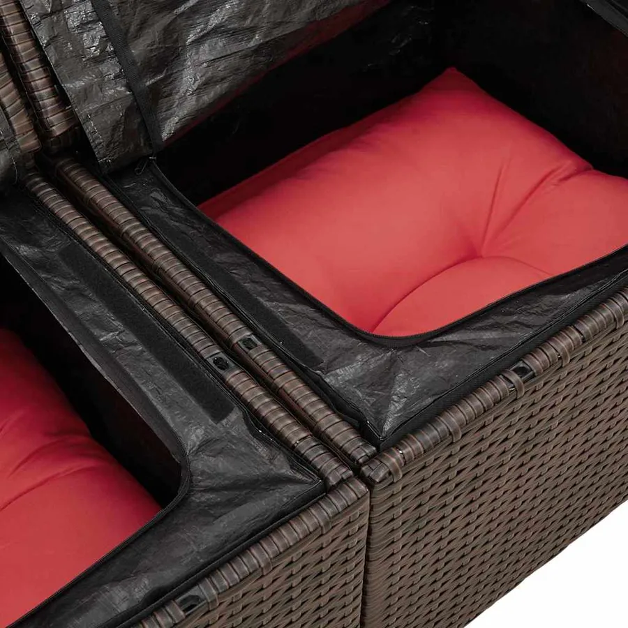 Ensemble de canapé de jardin 9 pcs Marron Poly rotin - 9