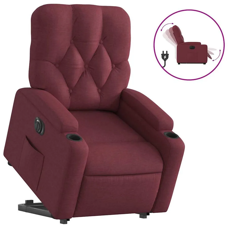 Fauteuil inclinable électrique rouge bordeaux tissu - 2