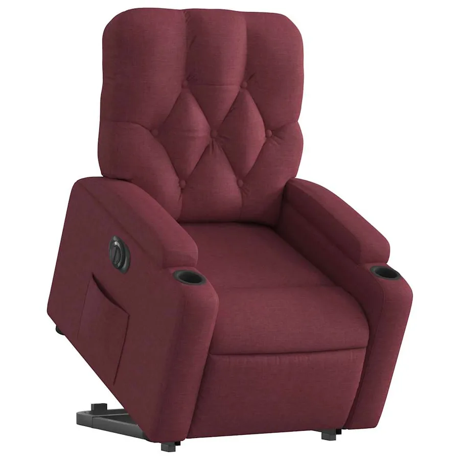 Fauteuil inclinable électrique rouge bordeaux tissu - 3