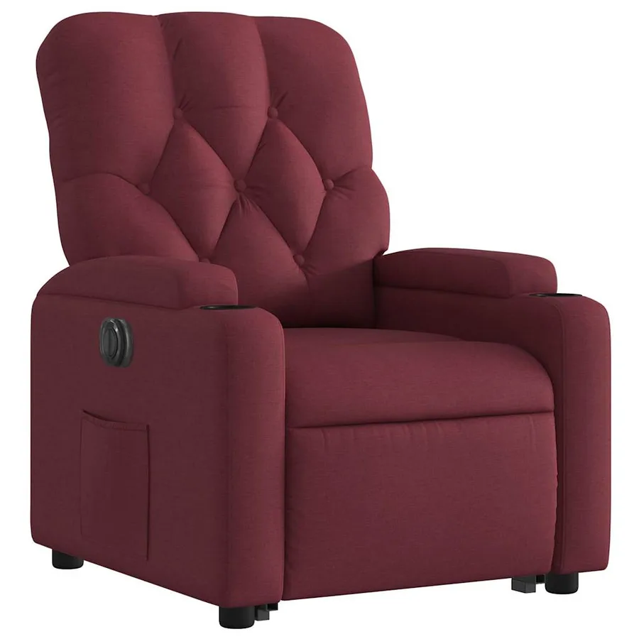 Fauteuil inclinable électrique rouge bordeaux tissu - 4