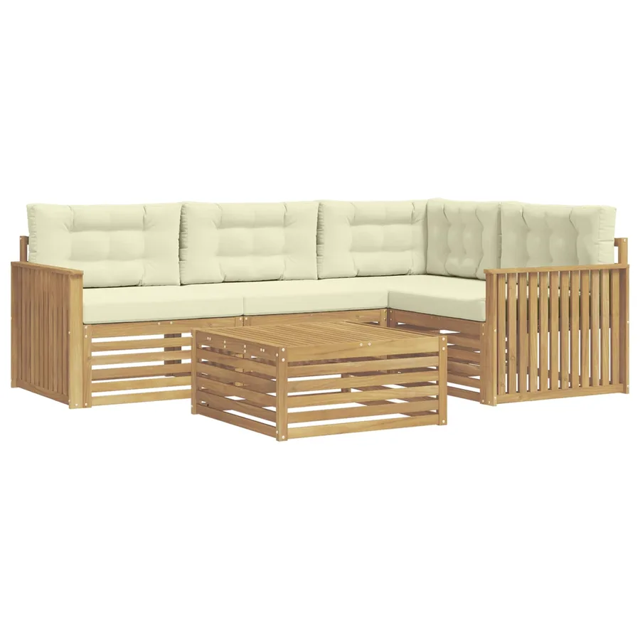 Ensemble de canapés d'extérieur 5 pc Blanc et crème Polyester - 2