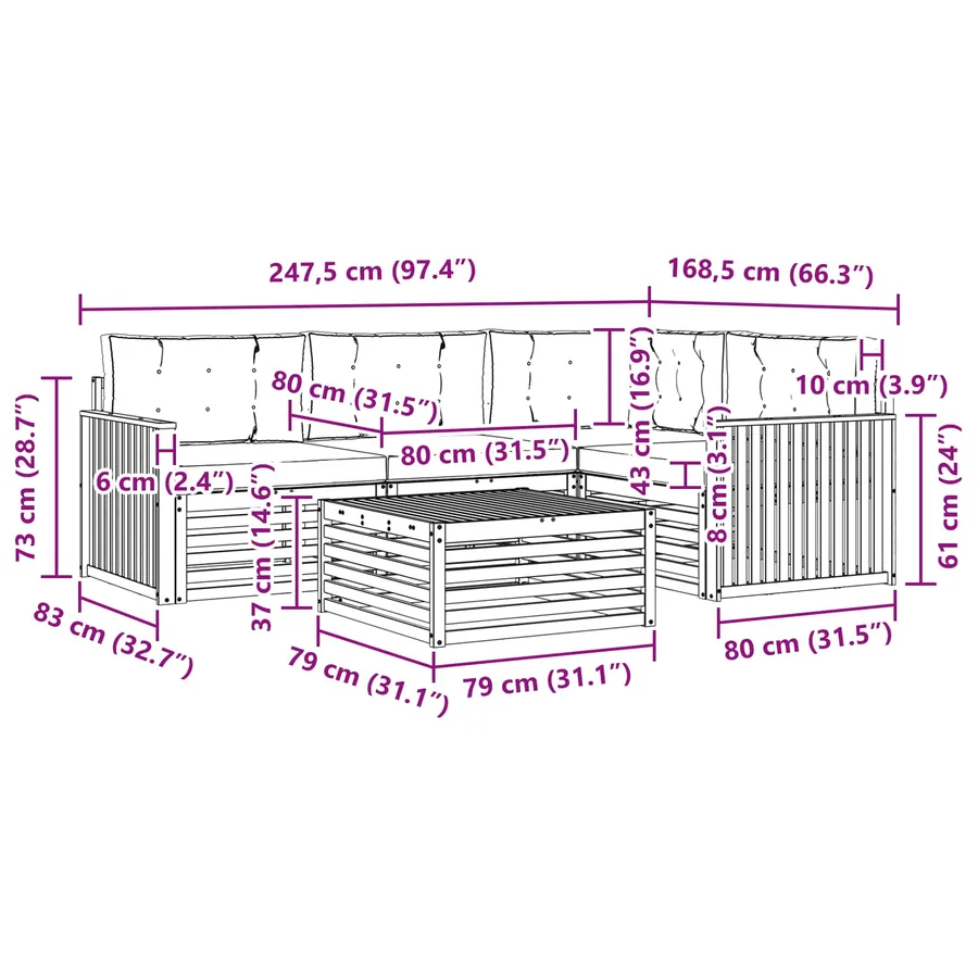 Ensemble de canapés d'extérieur 5 pc Blanc et crème Polyester - 7