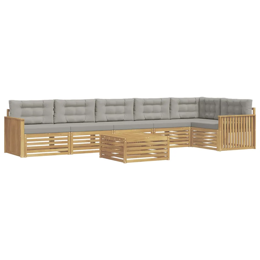 Ensemble de canapés d'extérieur 7 pc Blanc et gris clair - 2