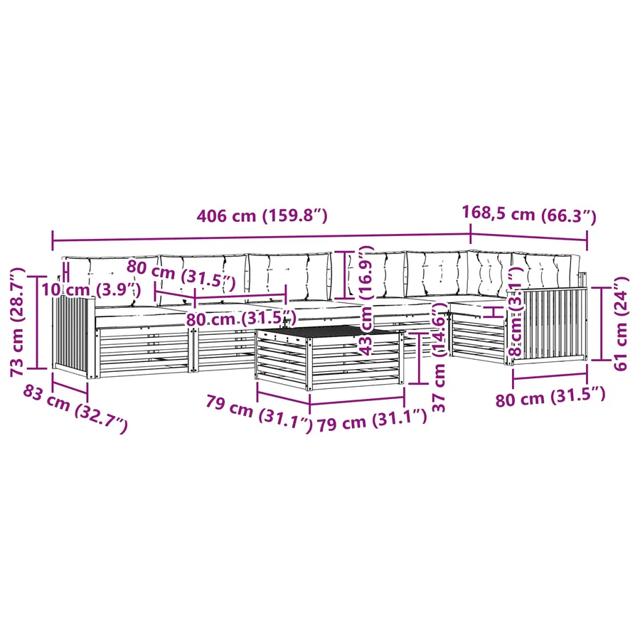Ensemble de canapés d'extérieur 7 pc Blanc et gris clair - 8