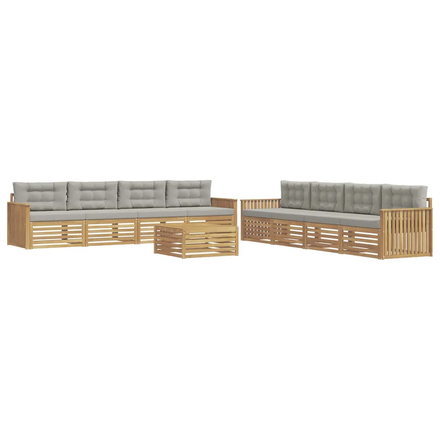 Ensemble de canapés d'extérieur 9 pc Blanc et gris clair - 2