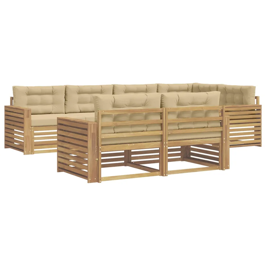 Ensemble de canapés d'extérieur 7 pc Blanc et Beige Polyester - 2