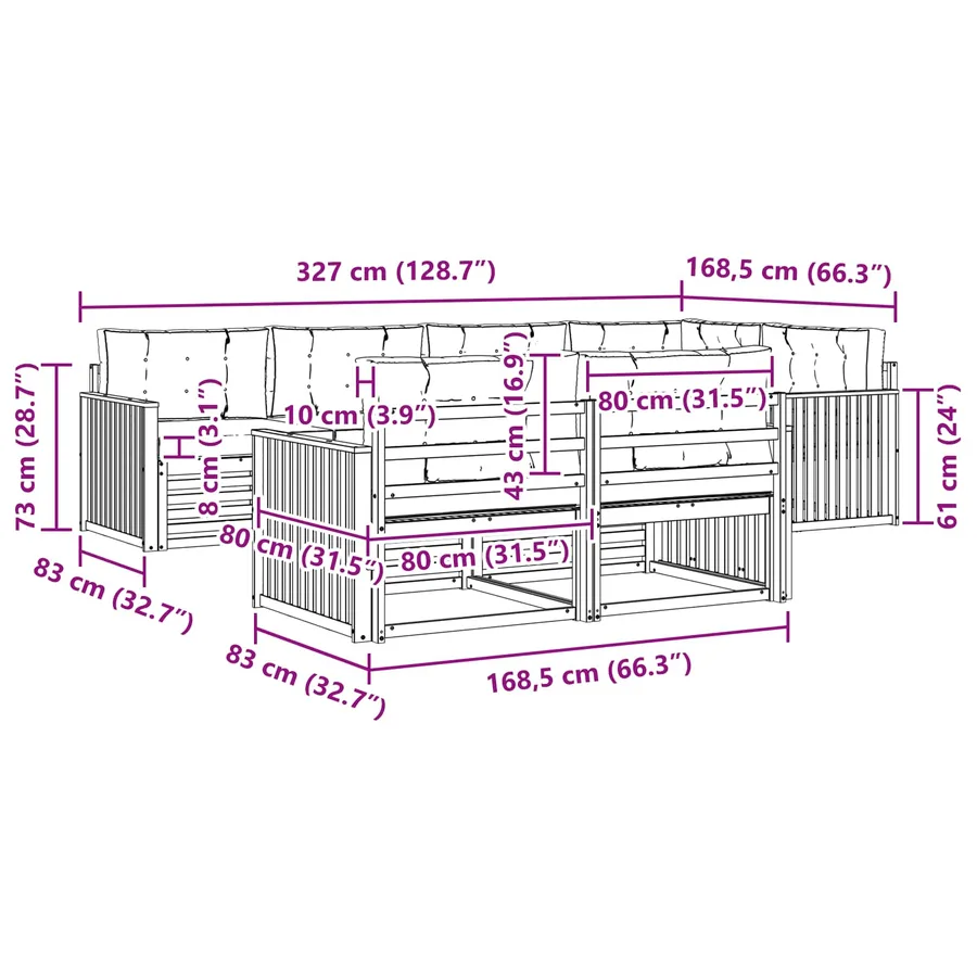 Ensemble de canapés d'extérieur 7 pc Blanc et Beige Polyester - 7