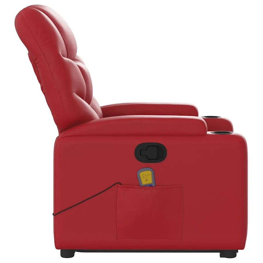 Fauteuil inclinable de massage Rouge Similicuir - 10