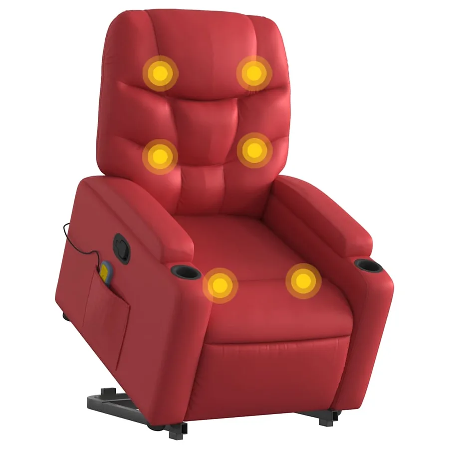 Fauteuil inclinable de massage Rouge Similicuir - 3