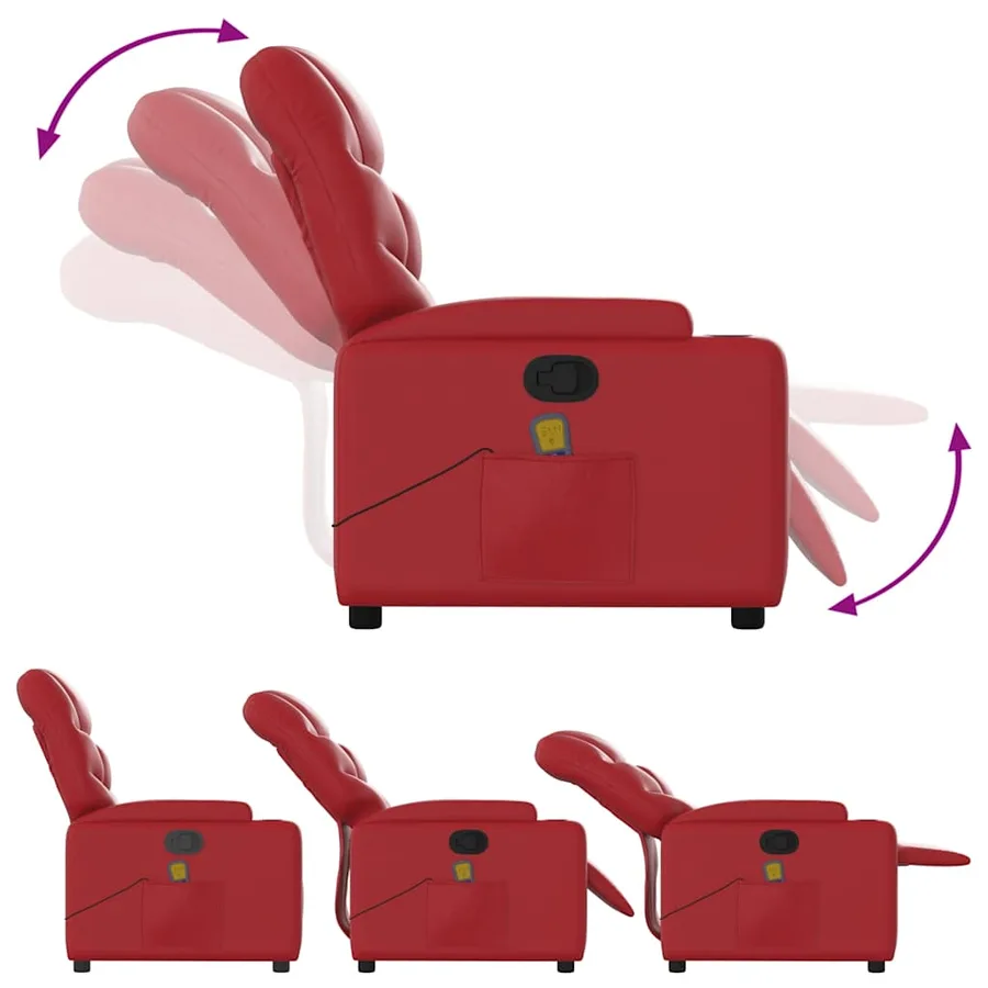 Fauteuil inclinable de massage Rouge Similicuir - 7