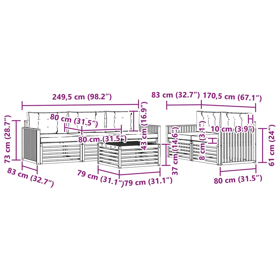 Ensemble de canapés d'extérieur 6 pc Blanc et crème - 7