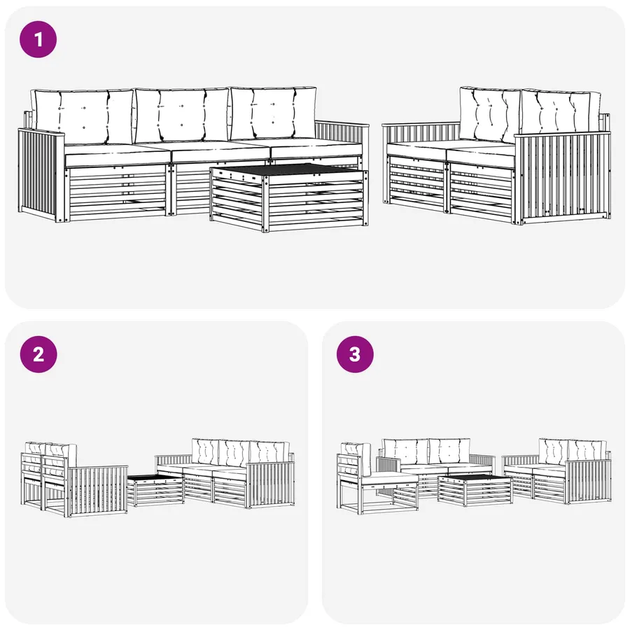 Ensemble de canapés d'extérieur 6 pc Blanc et anthracite - 6