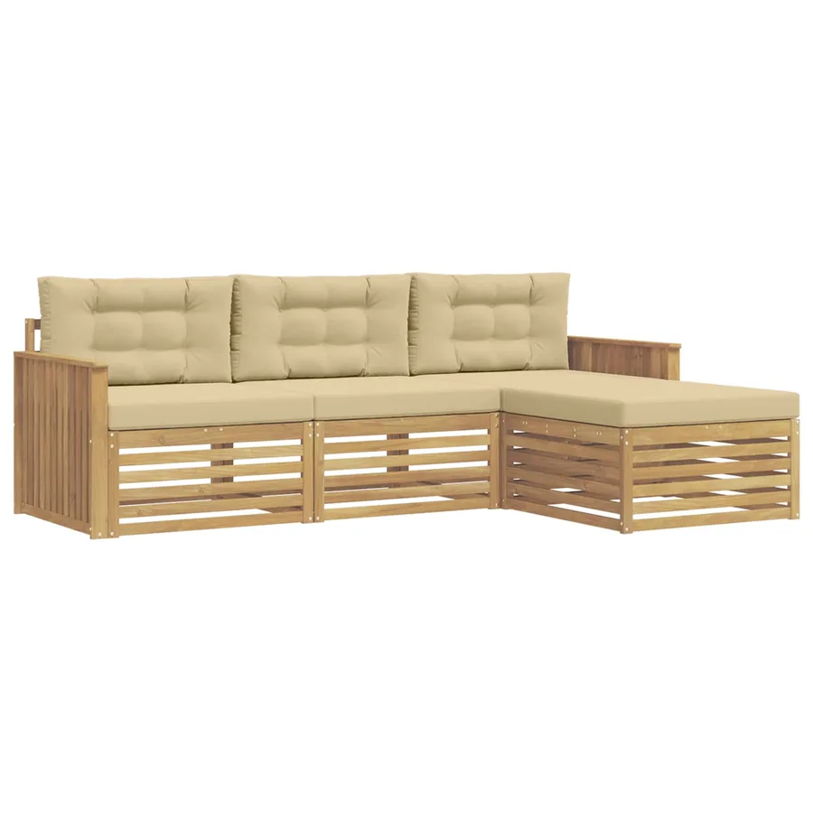 Ensemble de canapés d'extérieur 4 pc Blanc et Beige - 2