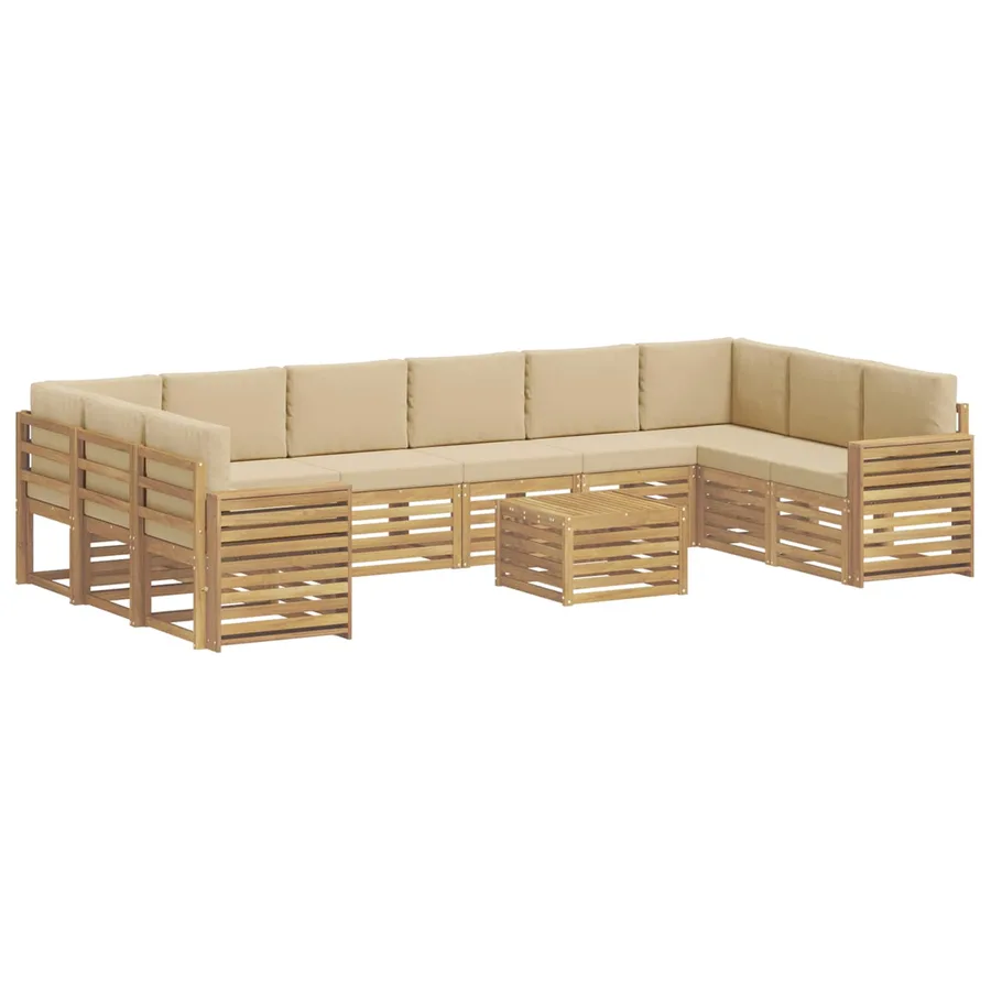Ensemble de canapés d'extérieur 11 pcs Blanc et Beige - 2