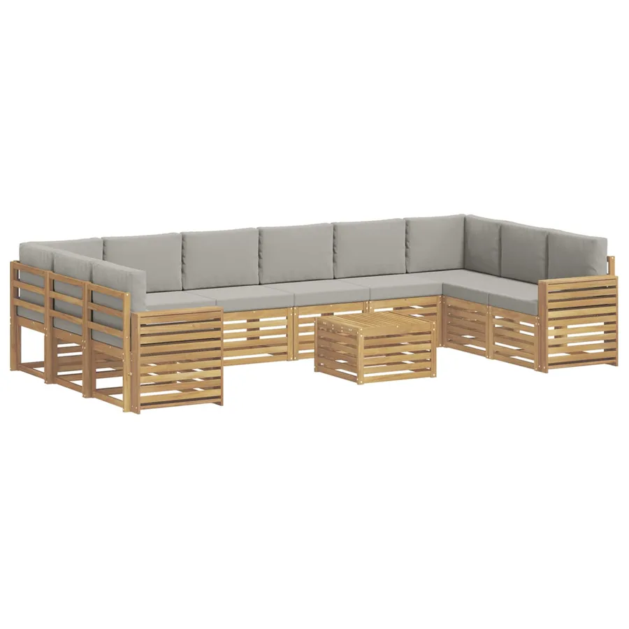 Ensemble de canapés d'extérieur 11 pcs Blanc et gris clair - 2