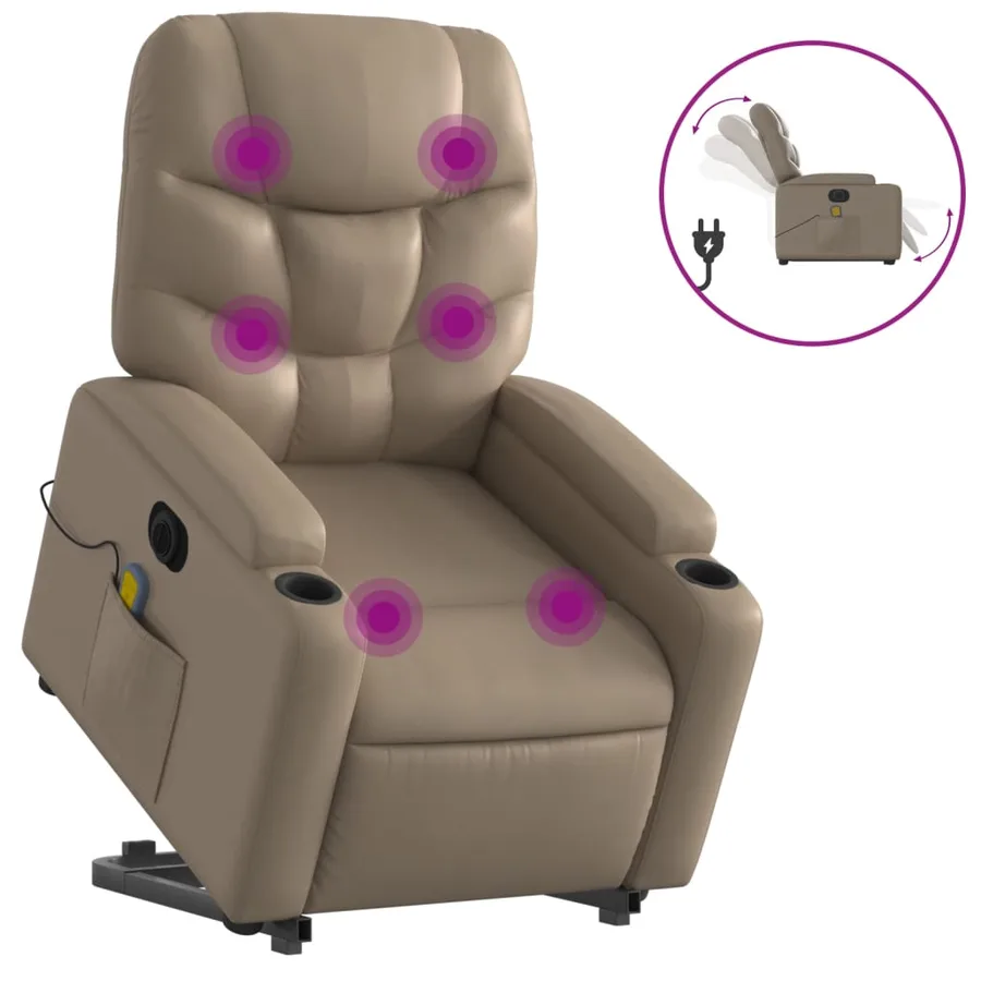 Fauteuil inclinable de massage électrique cappuccino similicuir - 2