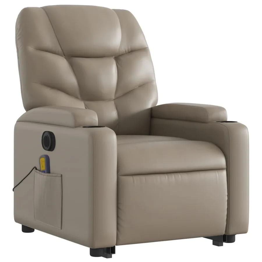 Fauteuil inclinable de massage électrique cappuccino similicuir - 4
