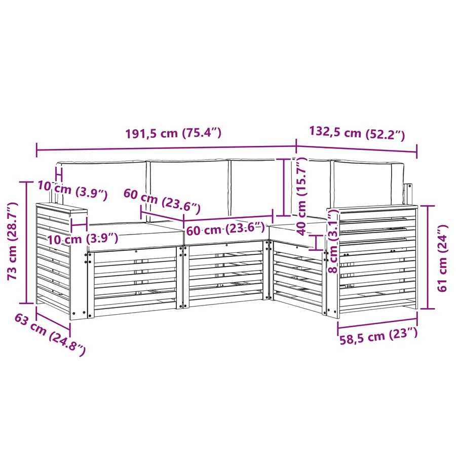 Ensemble de canapés d'extérieur 4 pcs Blanc et gris clair - 7