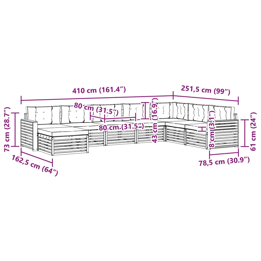 Ensemble de canapés d'extérieur 8 pc Blanc et anthracite - 7