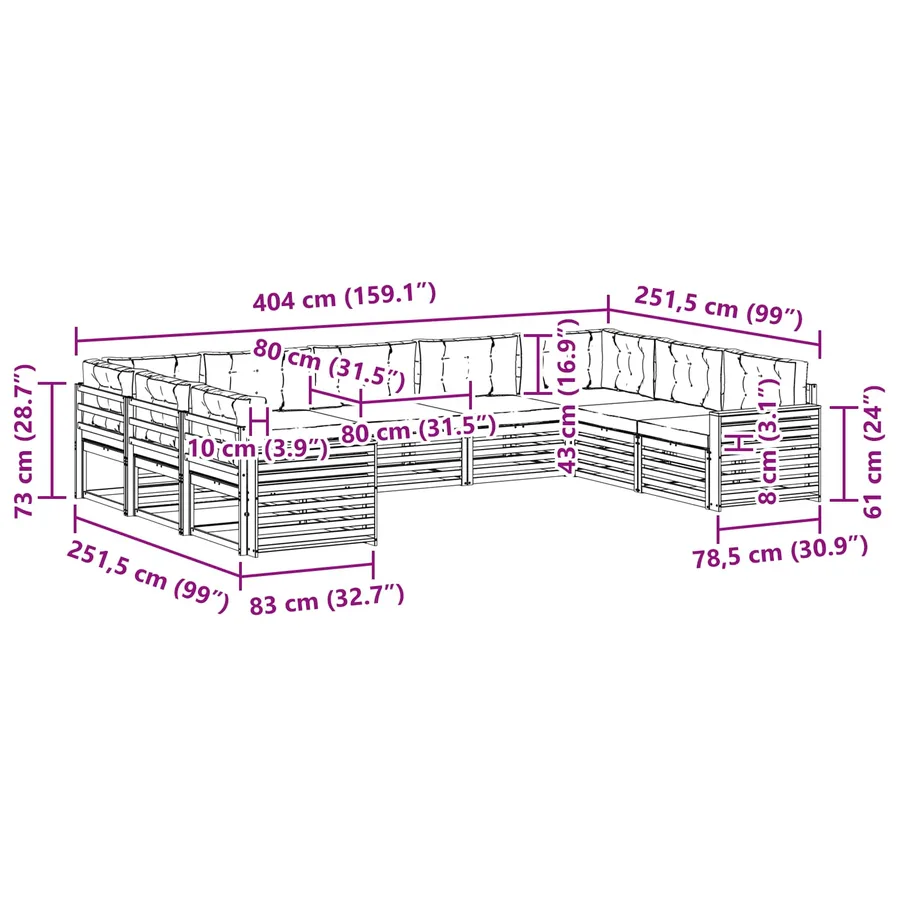 Ensemble de canapés d'extérieur 9 pc Blanc et crème - 8