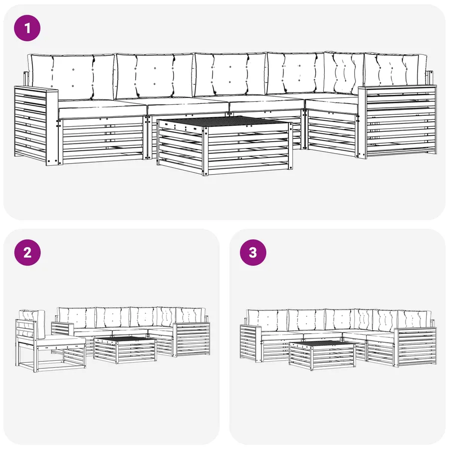 Ensemble de canapés d'extérieur 6 pc Blanc et anthracite - 7