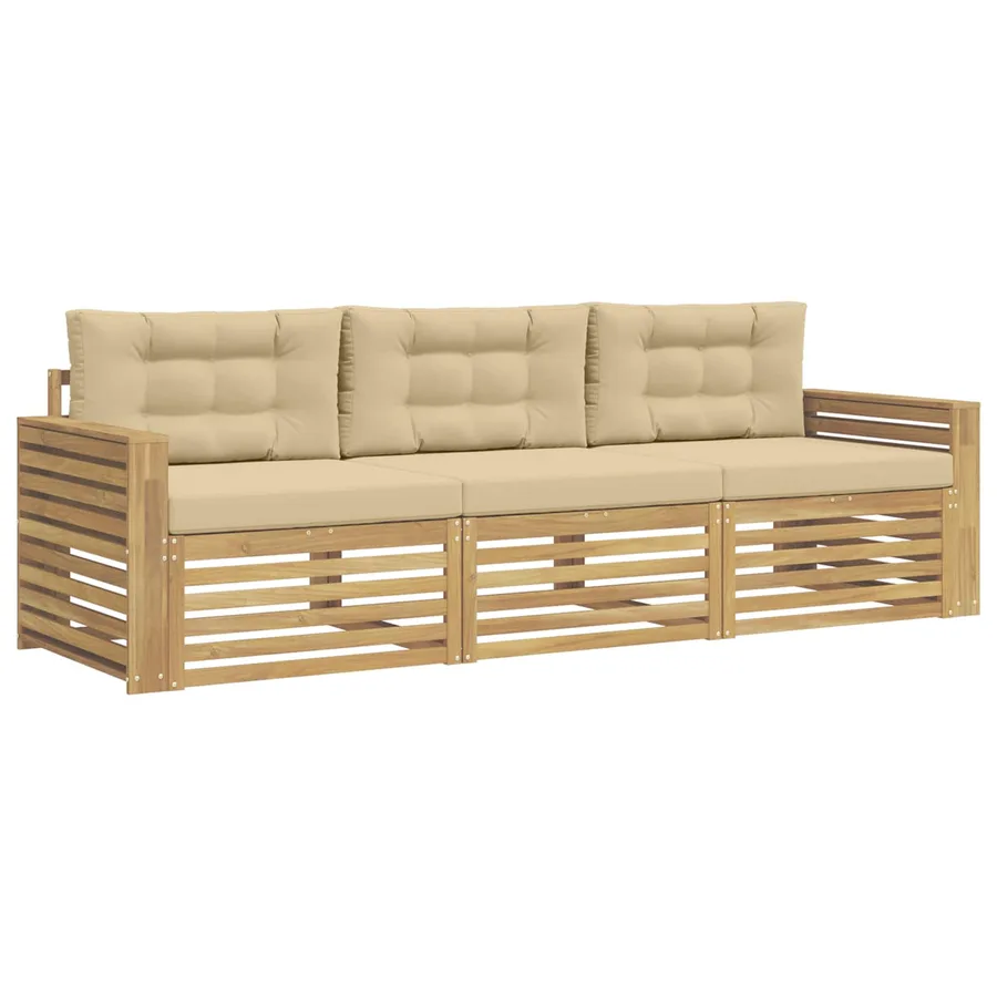Ensemble de canapés d'extérieur 3 pc Blanc et Beige - 2