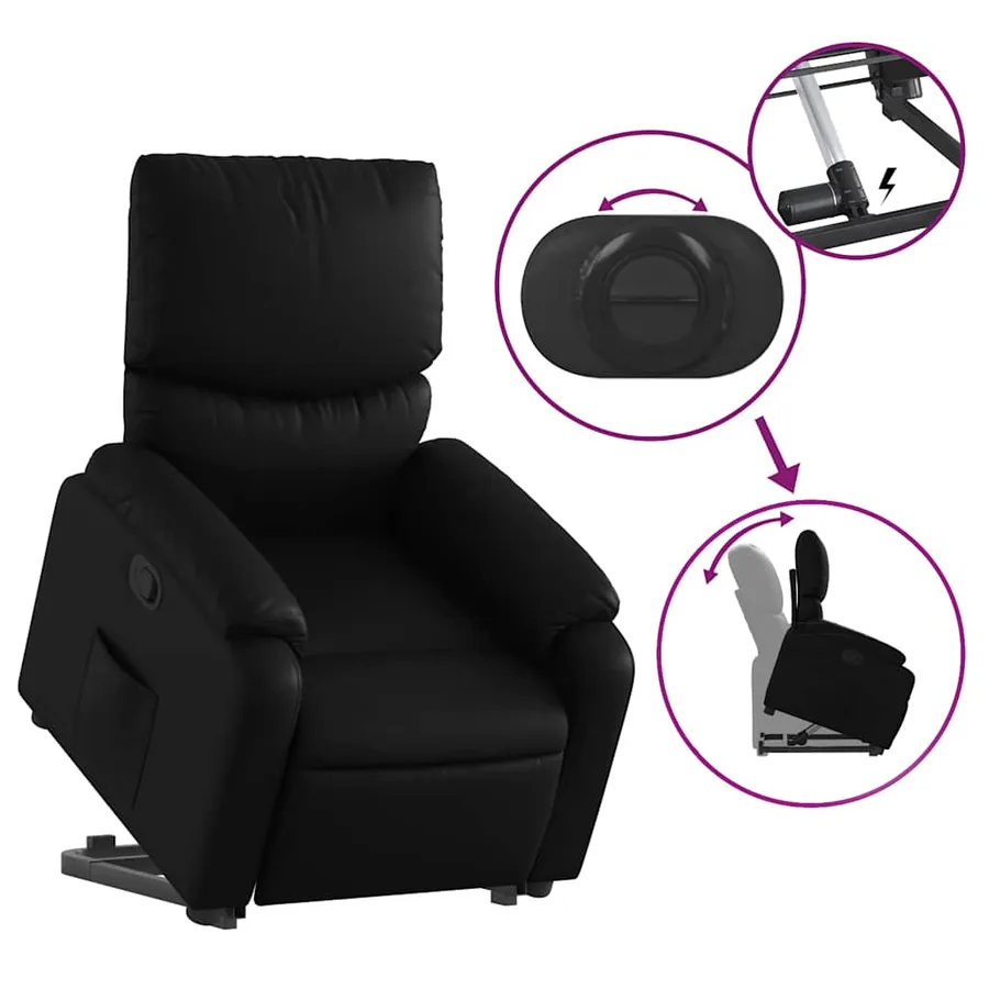 Fauteuil inclinable Noir Similicuir - 6