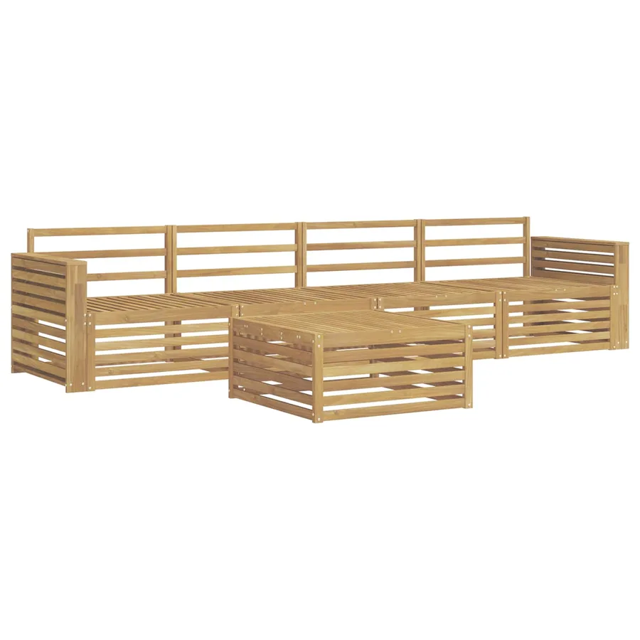 Ensemble de canapés d'extérieur 5 pc Blanc Bois d'Acacia Massif - 2