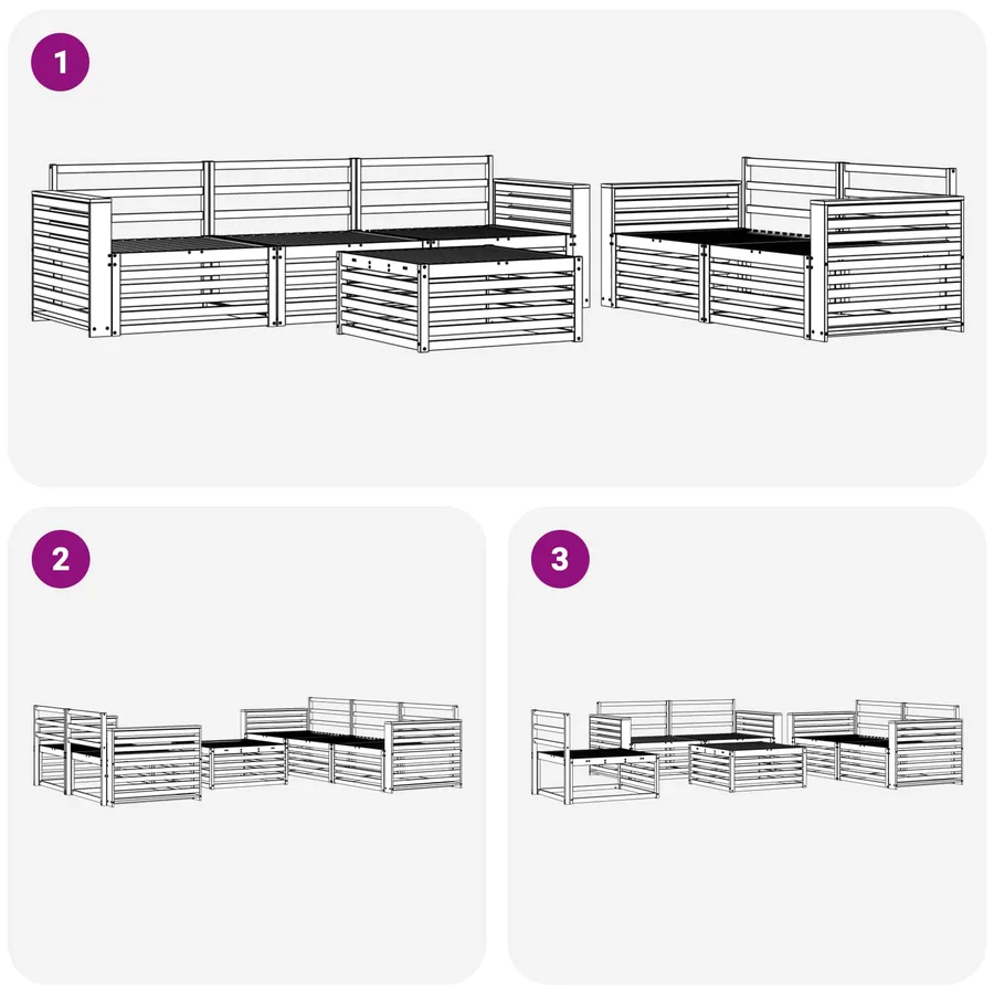 Ensemble de canapés d'extérieur 6 pc Blanc - 7