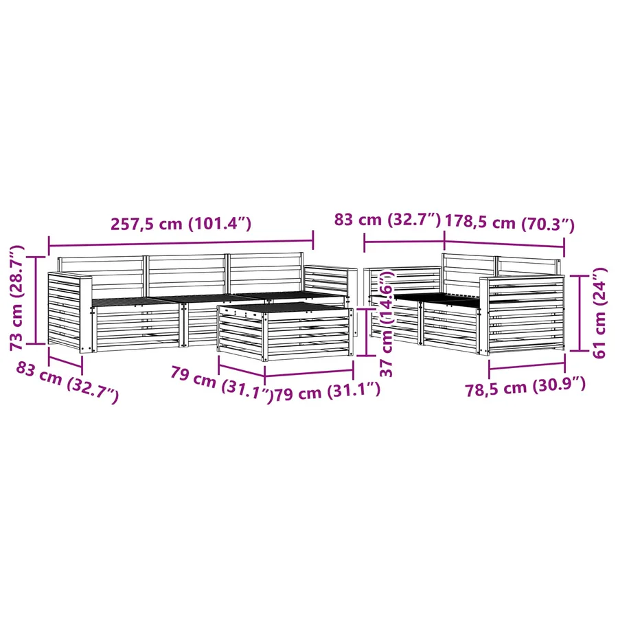 Ensemble de canapés d'extérieur 6 pc Blanc - 8