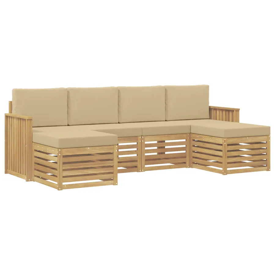 Ensemble de canapés d'extérieur 6 pcs Blanc et Beige - 2