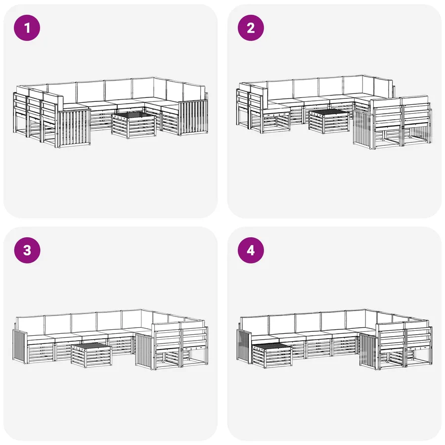 Ensemble de canapés d'extérieur 10 pcs Blanc et anthracite - 7